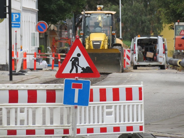 Photo information sign at construction site