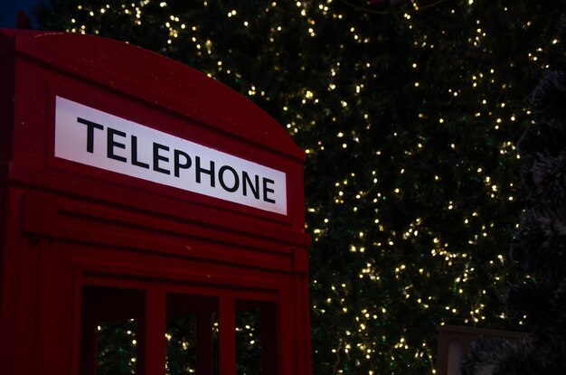 Information sign on illuminated tree at night