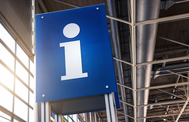 Information sign in a modern hall with glass windows. ideal for websites and magazines layouts.