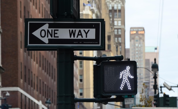 Information sign on road in city