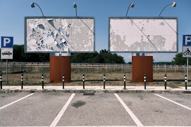 Photo information sign on road