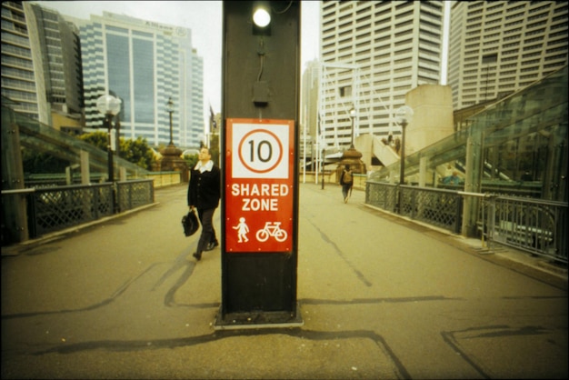 Photo information sign on road