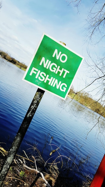 Photo information sign in water