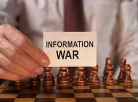 Photo information war warfare word iw in politics concept
