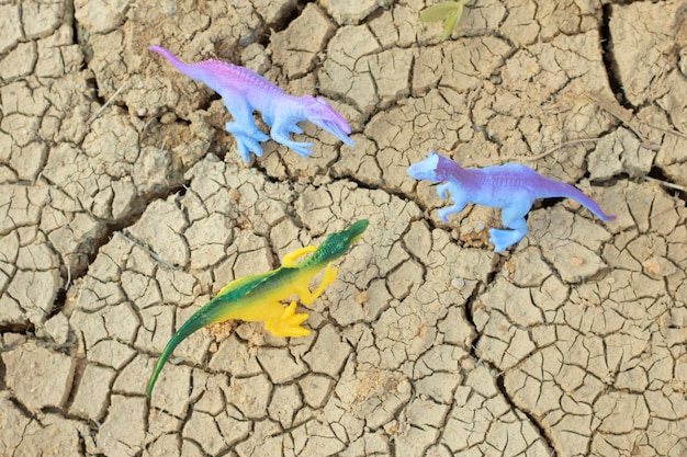 infrared image of the dinosaur toys illustrating loitering around the dried land