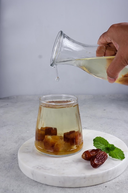 Infus water kurma or Nabeez is water infused with dates overnight naturally sweet and refreshing