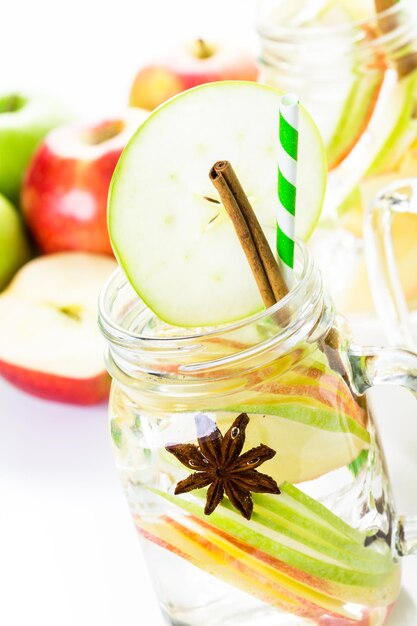 Infused apple water with cinnamon and anise.