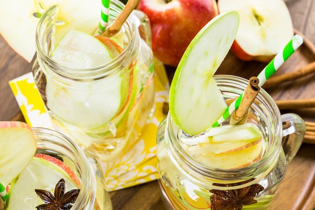 Infused apple water with cinnamon and anise.