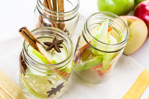 Infused apple water with cinnamon and anise.