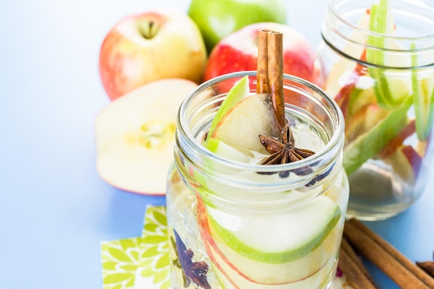 Infused apple water with cinnamon and anise.