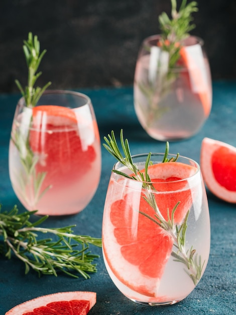 Infused detox water with grapefruit and rosemary