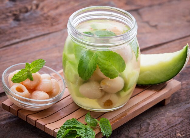 Infused water mix of  melon and lychees