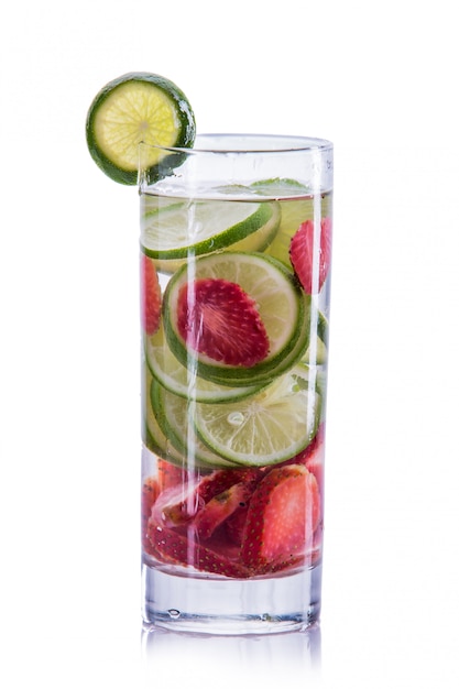 Photo infused water mix of strawberry and lime