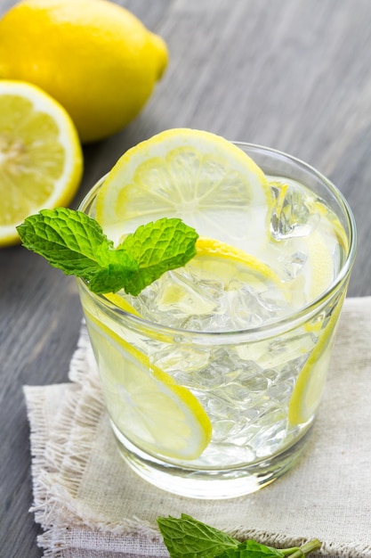 Infused water with fresh citrus fruits and ice