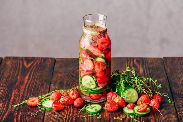 Infused Water with Strawberry Cucumber and Thyme