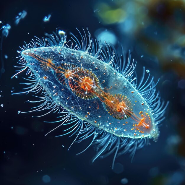 Photo infusoria aquatic tiny ciliates and flagellates create a vibrant ecosystem embodying the intricate biodiversity within water environments revealing the hidden world of minute dynamic life forms