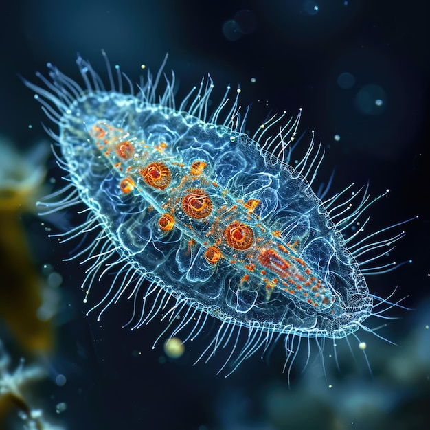 Infusoria aquatic Tiny ciliates and flagellates create a vibrant ecosystem embodying the intricate biodiversity within water environments revealing the hidden world of minute dynamic life forms