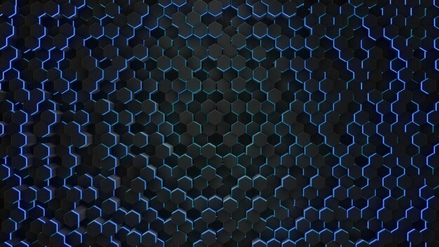 ing Abstract hexagon with neon geometry