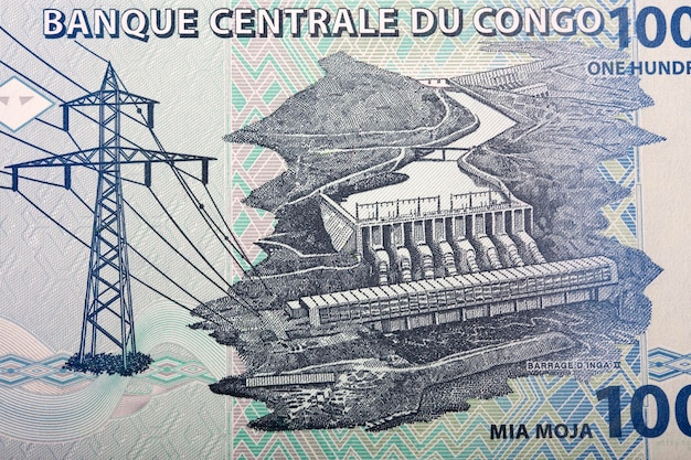 Плотина гидроэлектростанции Инга II из конголезского франка