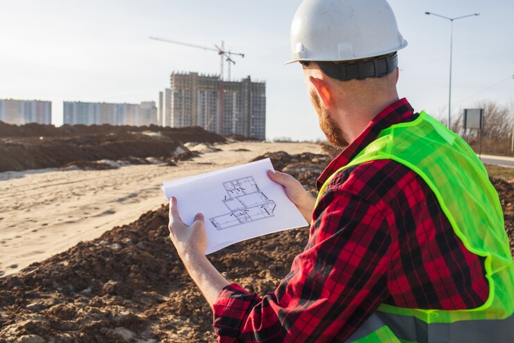 Ingenieur controle bouw site plannen