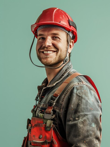 Ingenieur, mannelijk, met een glimlachend gezicht, met een professionele achtergrond