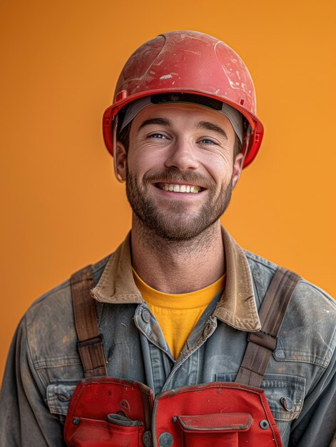 Ingenieur, mannelijk, met een glimlachend gezicht, met een professionele achtergrond