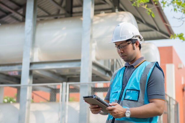 Ingenieurs werken om vloeibaar helium te houden preventief onderhoudsschema controlerenThailand mensen