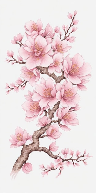 Ingewikkeld barok Sakura Blossom Tattoo Design