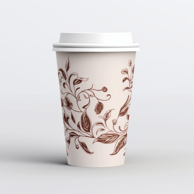 Ingewikkeld bladpatroon Koffiekop mockup