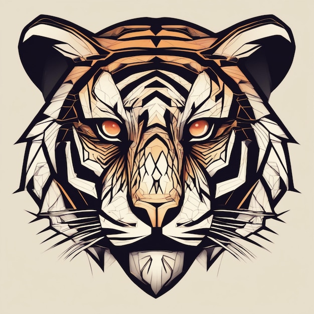 Ingewikkeld Fractal Tiger-logo Unieke mix van kunst en branding