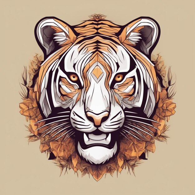 Ingewikkeld Fractal Tiger-logo Unieke mix van kunst en branding