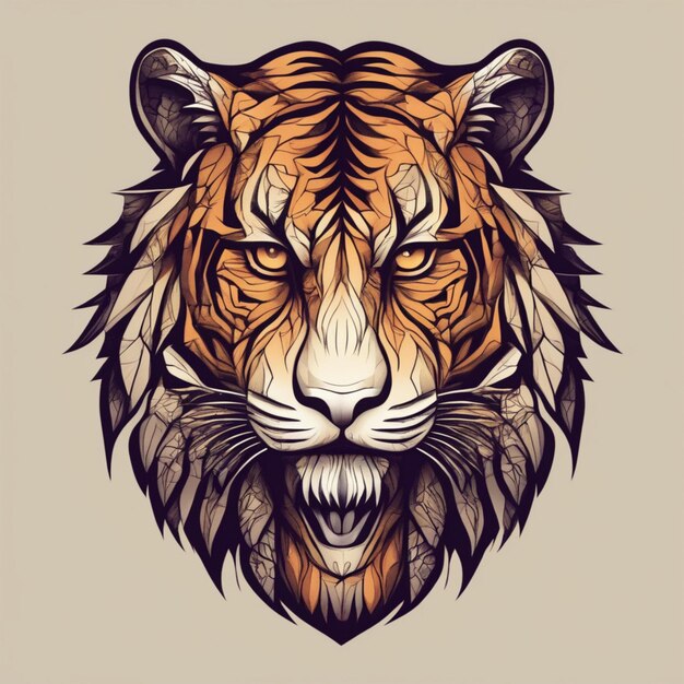 Ingewikkeld Fractal Tiger-logo Unieke mix van kunst en branding