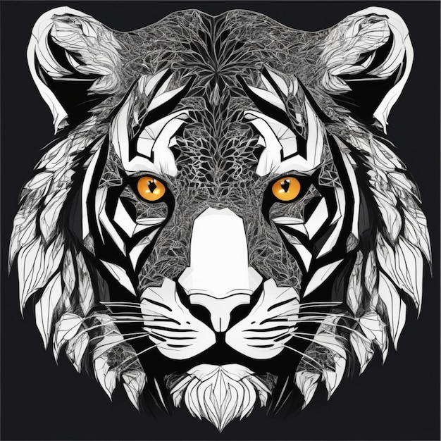 Ingewikkeld Fractal Tiger-logo Unieke mix van kunst en branding