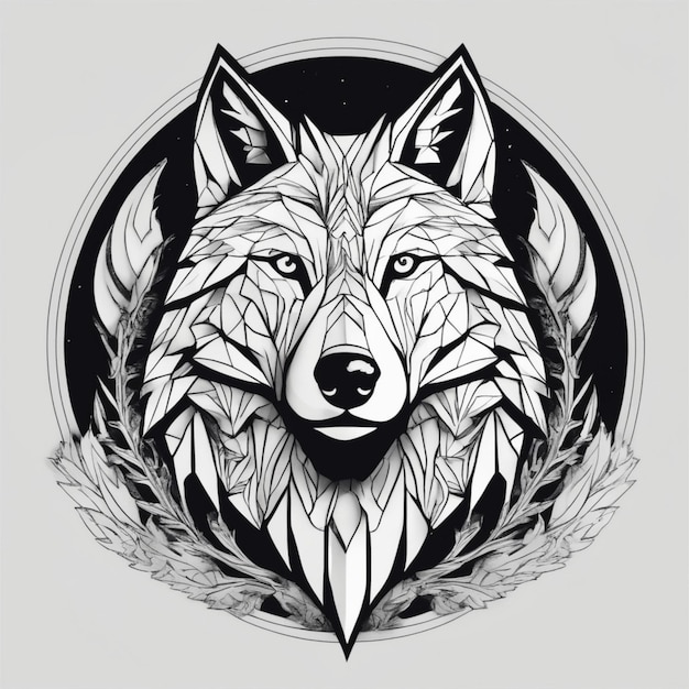 Ingewikkeld Fractal Wolf-logo Unieke mix van kunst en branding