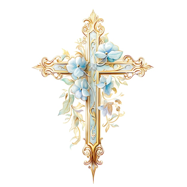 Ingewikkeld Holy Cross Gold Leaf Material met Inlaid Mother O Happy Palm Sunday Frame Waterverf Kunst