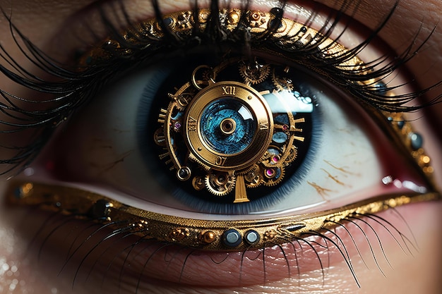 Ingewikkeld Steampunk oog gezicht banner Genereren Ai