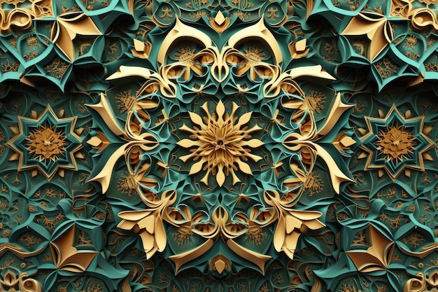 ingewikkelde 3D-patroon geïnspireerd door traditionele kunst van de Ramadan