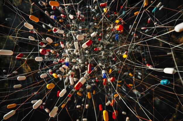 Foto ingewikkelde afbeelding van de invloed van de distributie van drugs op de samenleving