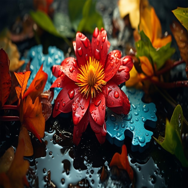 Ingewikkelde details van een zeldzame en exotische bloem in een weelderig regenwoud