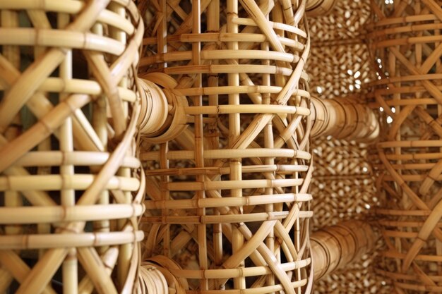 Foto ingewikkelde knooppatronen die worden gebruikt in bamboesteigers, gemaakt met generatieve ai