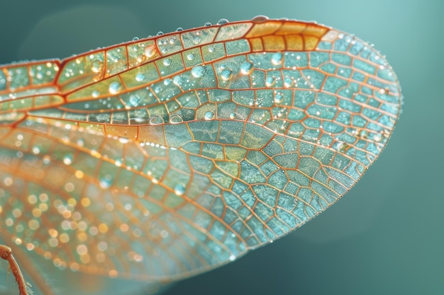 Foto ingewikkelde patronen van een insectenvleugel generatieve ai