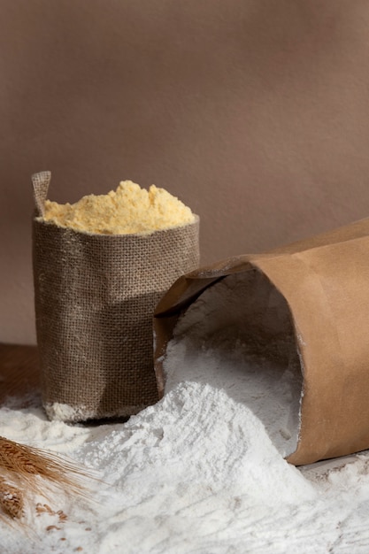 Photo ingredient bags full of flour