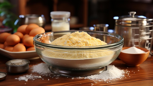 ingrediënten voor het bakken op een houten tafel