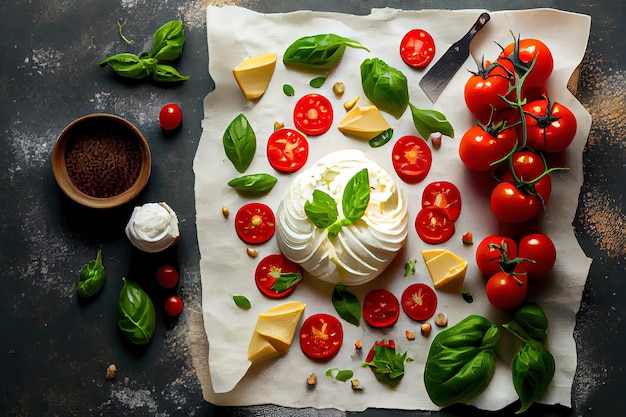 Ingrediënten voor Salade met Burrata-kaas