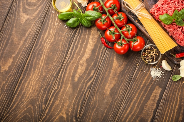 Ingrediënten voor spaghetti Bolognese