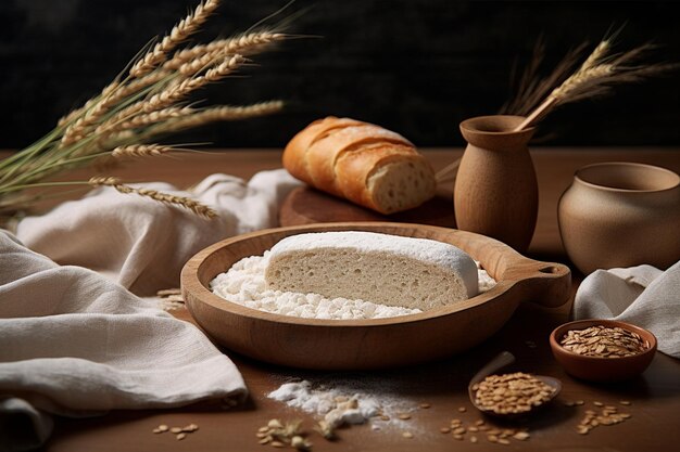 Foto ingrediënten voor tarwebrood met verschillende