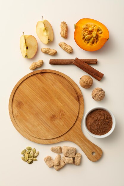 The ingredients are laid out on the table for preparing autumn pastries