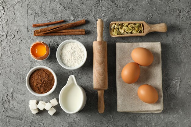 The ingredients are laid out on the table for preparing autumn pastries