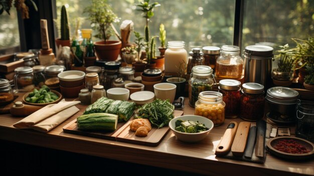 Photo ingredients arranged on a kitchen table organic ingredients mexico latin america