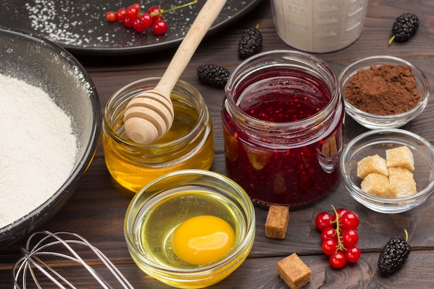 Ingredients for baking berry pie